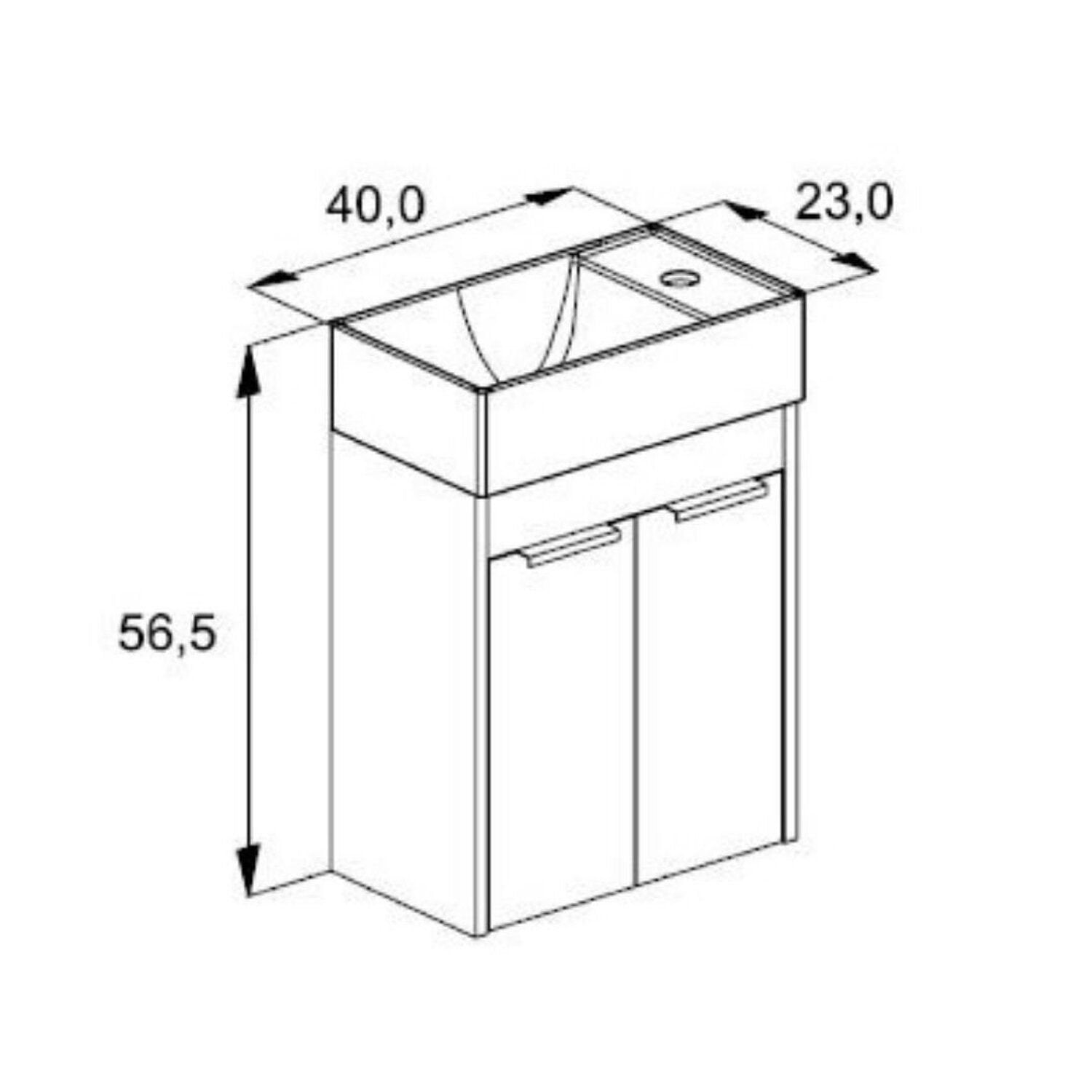 Kit Gabinete Suspenso Saveiro 2 Portas 40x22 com Lavatório Integrado Celite Branco