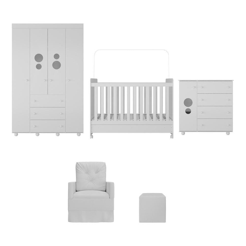 Quarto de Bebê Completo com Colchão, Poltrona de Amamentação e Puff Pimpolho Multimóveis MP4109