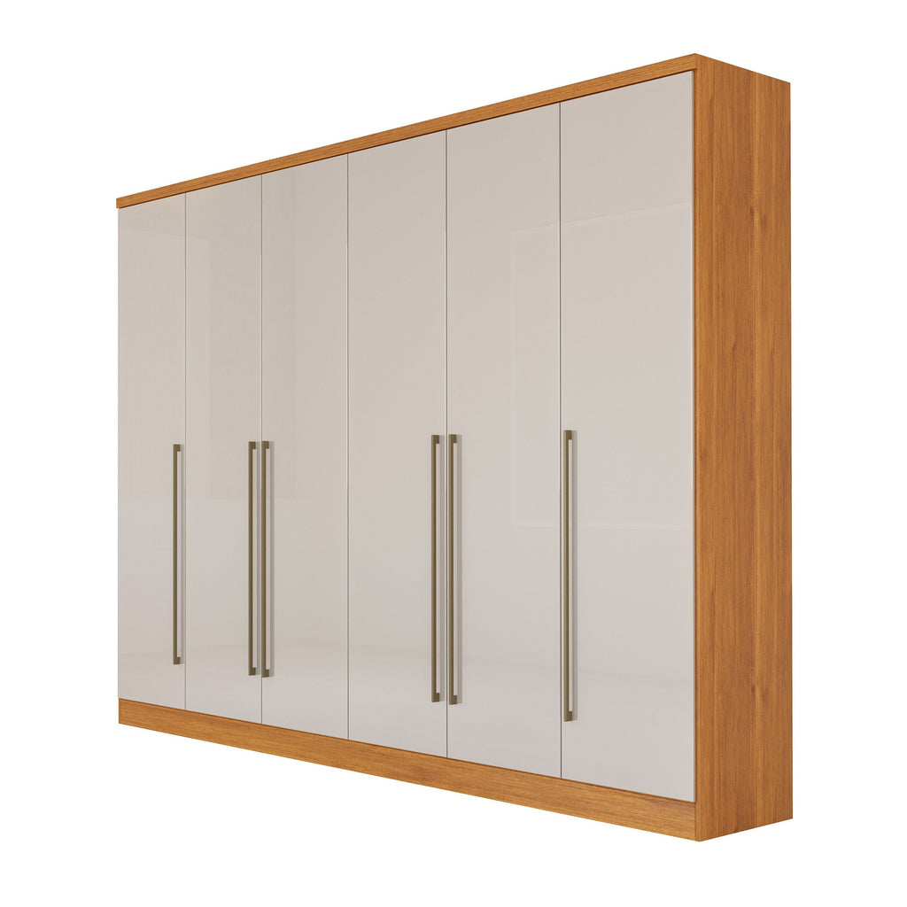 Guarda-Roupa Casal 6 Portas 8 Gavetas 270cm Portugal Yescasa Marrom/Cinamomo/Off White