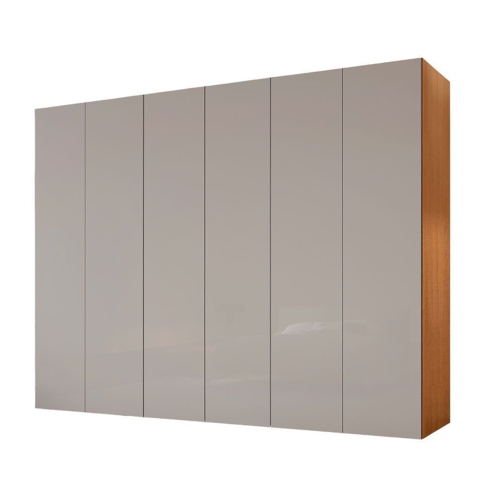 Guarda-Roupa Casal 6 Portas 6 Gavetas Coliseu Moderna Mobília 100% MDF Naturalle/Off White