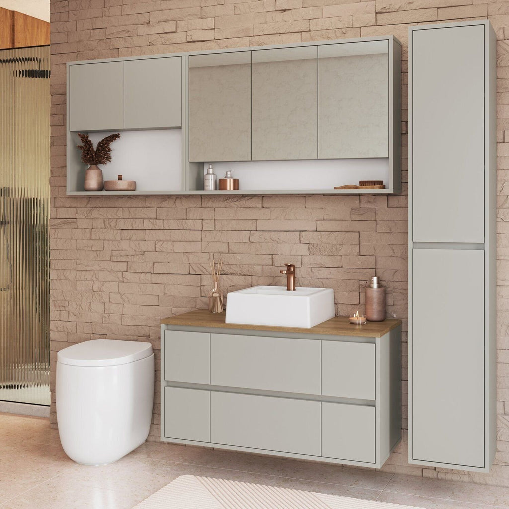 Conjunto para Banheiro Art in Móveis Berlin Modulado 176cm 4 Peças Cuba e Gabinete Suspenso Arenas