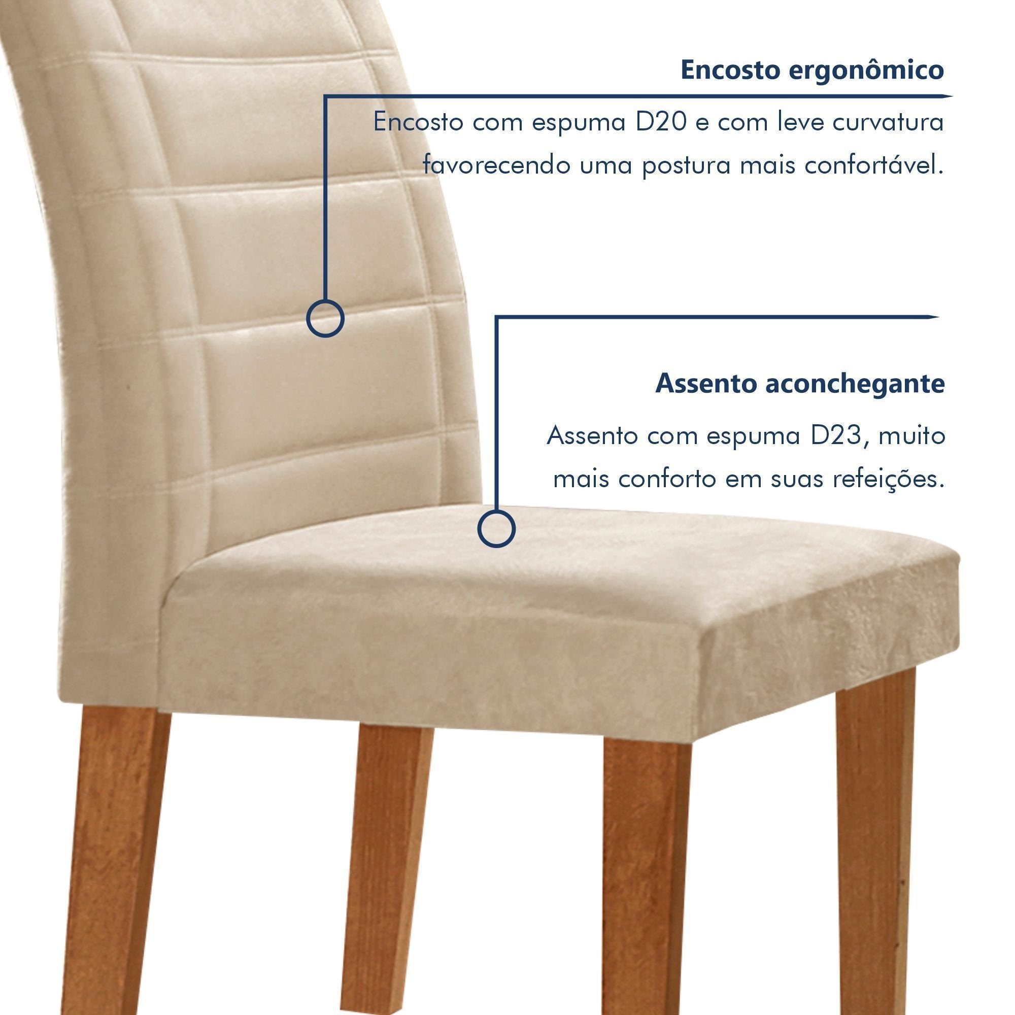 Conjunto Sala de Jantar Mesa Retangular Tampo Vidro/MDF com 8 Cadeiras Genova Smart Plus Cel Móveis