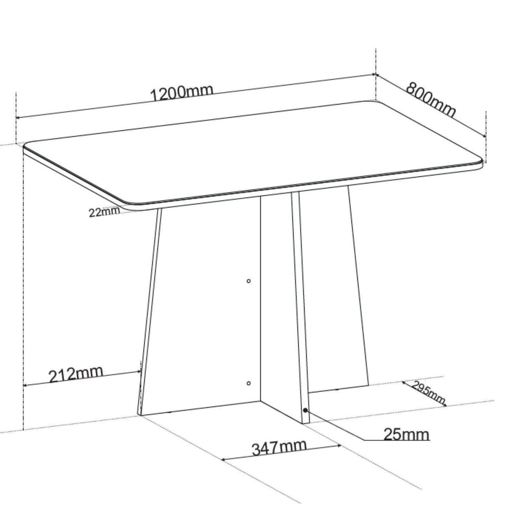 Conjunto Canto Alemão com Baú Mesa 120x77,8cm Tampo Vidro e 2 Cadeiras Milão Viero