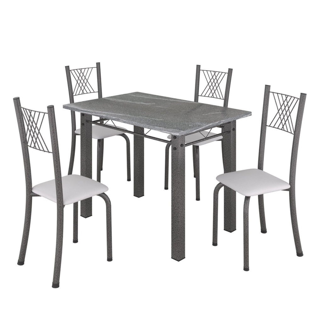 Conjunto Sala de Jantar Mesa Tampo de Granito com 4 Cadeiras Topázio Sara Yescasa