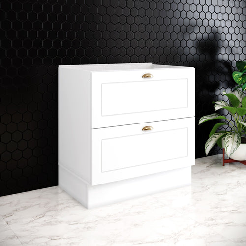 Balcão para Cozinha 2 Gavetas MDF 80cm Americana Henn Branco HP