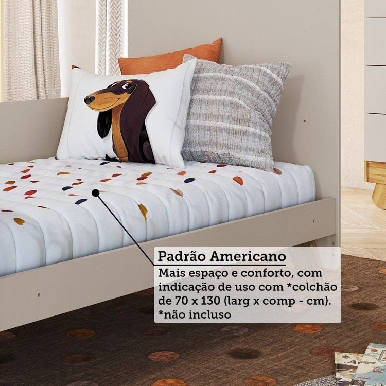 Berço Minicama 4 em 1 Americano 100% MDF Levy Espresso Móveis Bege/Off-White/Amêndoa