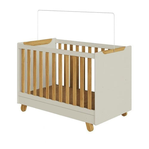 Berço Minicama 4 em 1 Americano 100% MDF Levy Espresso Móveis Bege/Off-White/Amêndoa