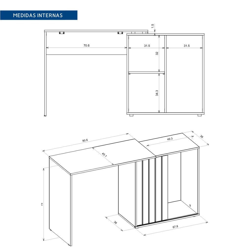 Escrivaninha Mesa Escritório Start 1 Porta 140cm Freijó e Off White Espresso Móveis