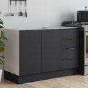 Balcão Pia 120cm sem Tampo com Rodapé Puxador 150mm Ipanema CabeCasa MadeiraOriginals Branco/Fendi Trama