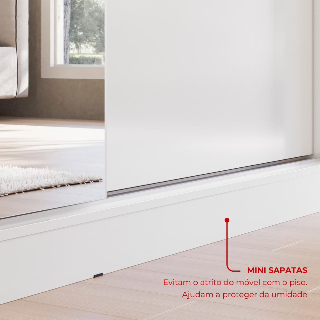 Guarda-Roupa Casal com Espelho Demóbile London 2 Portas de Correr 4 Gavetas 100% MDF Branco
