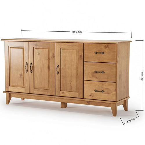 Buffet Aparador 3 Portas 3 Gavetas 156 cm e Cristaleira 2 Portas Bella Slim Carvalho Fosco