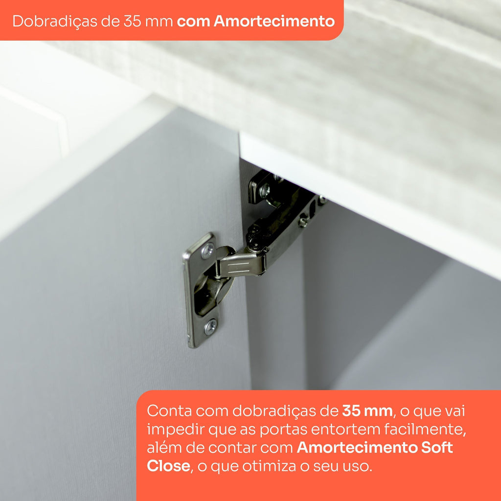 Armário Aéreo Canto Reto 1 Porta 94cm Emily Espresso Móveis Branco/HP