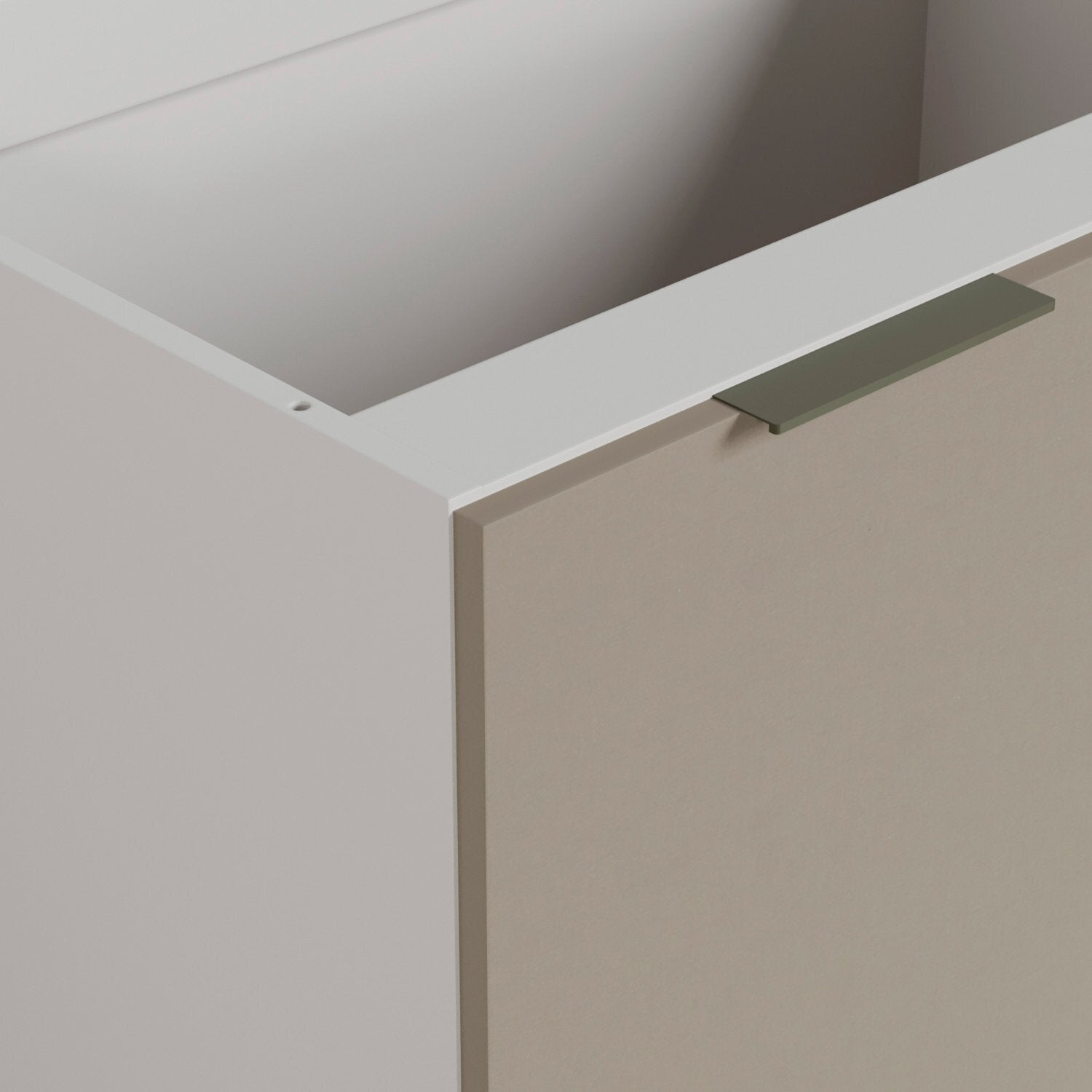Balcão Pia 120cm sem Tampo com Rodapé Puxador 150mm Ipanema CabeCasa MadeiraOriginals Branco/Fendi Trama