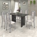 Conjunto Sala de Jantar Mesa Tampo Ardósia com 6 Cadeiras Lavínea Soma Móveis