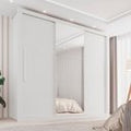 Guarda-Roupa Casal 3 Portas com Espelho 4 Gavetas Costa Rica Cinamomo Off-White Sallêto Móveis