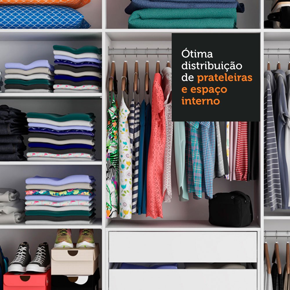 Guarda-Roupa Casal Royale 100% MDF Madesa 3 Portas de Correr 4 Gavetas 8 Prateleiras