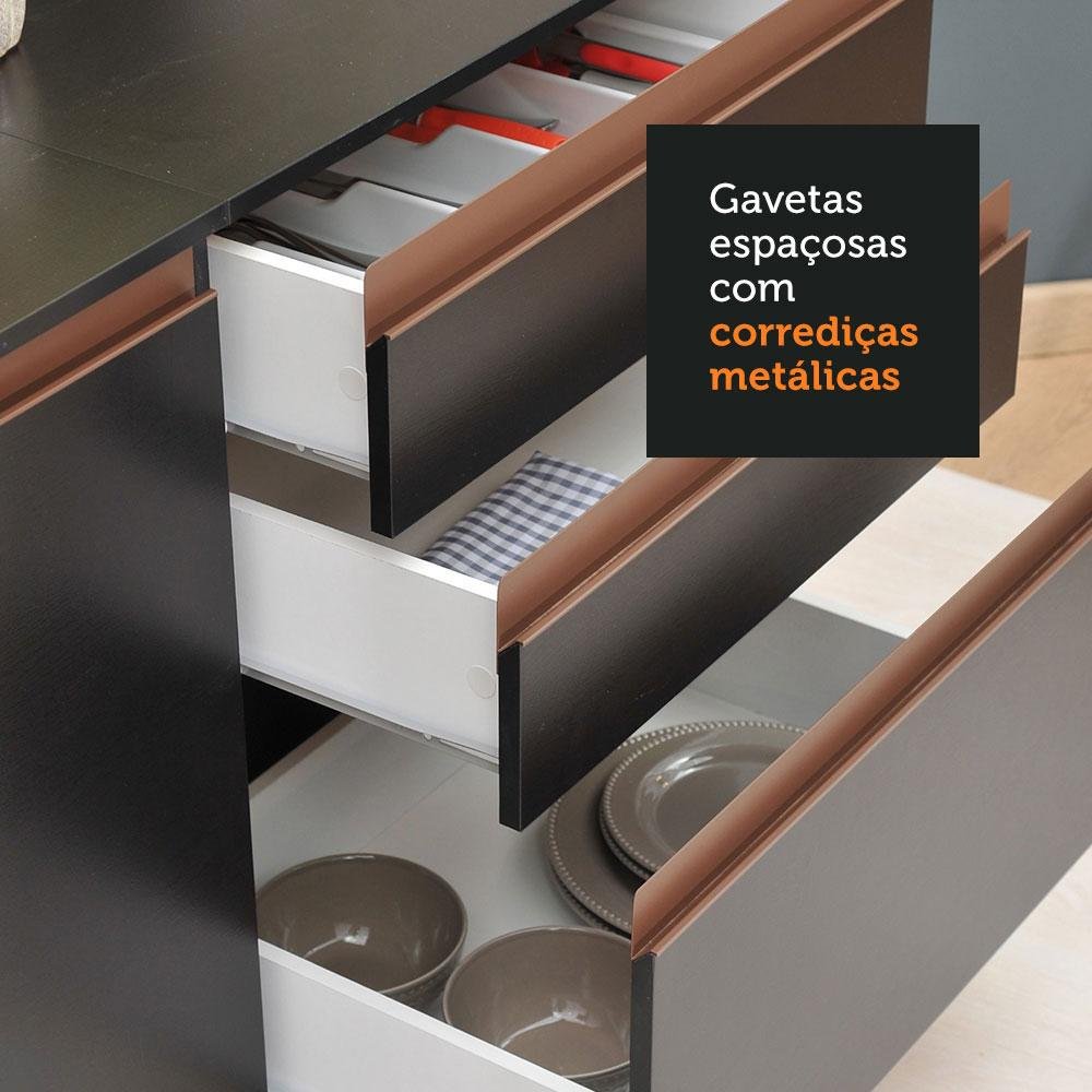 Armário de Cozinha Completa 330cm Preto Reims Madesa 01