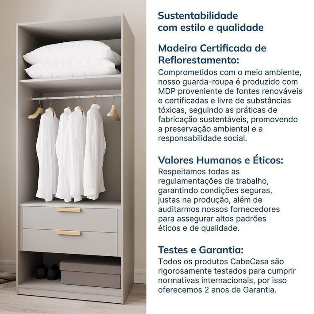 Guarda-Roupa Modulado de Canto 3 Peças 6 Portas Jade CabeCasa MadeiraOriginals