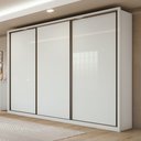 Guarda-Roupa Casal 3 Portas de Correr 6 Gavetas 270cm Spazio Yescasa 100% MDF Branco