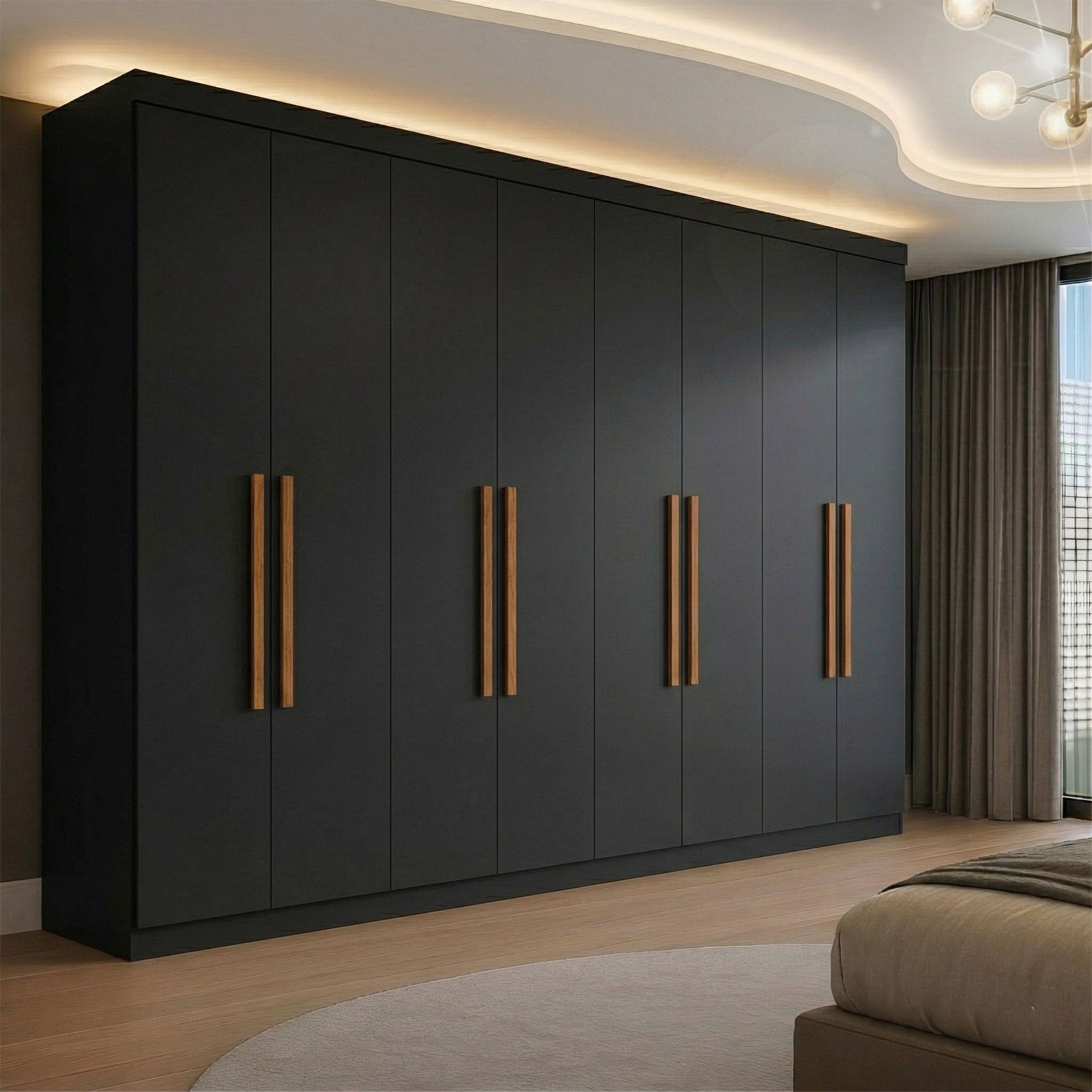 Guarda-Roupa Casal 8 Portas 4 Gavetas Paris Espresso Móveis Cinza/Ônix