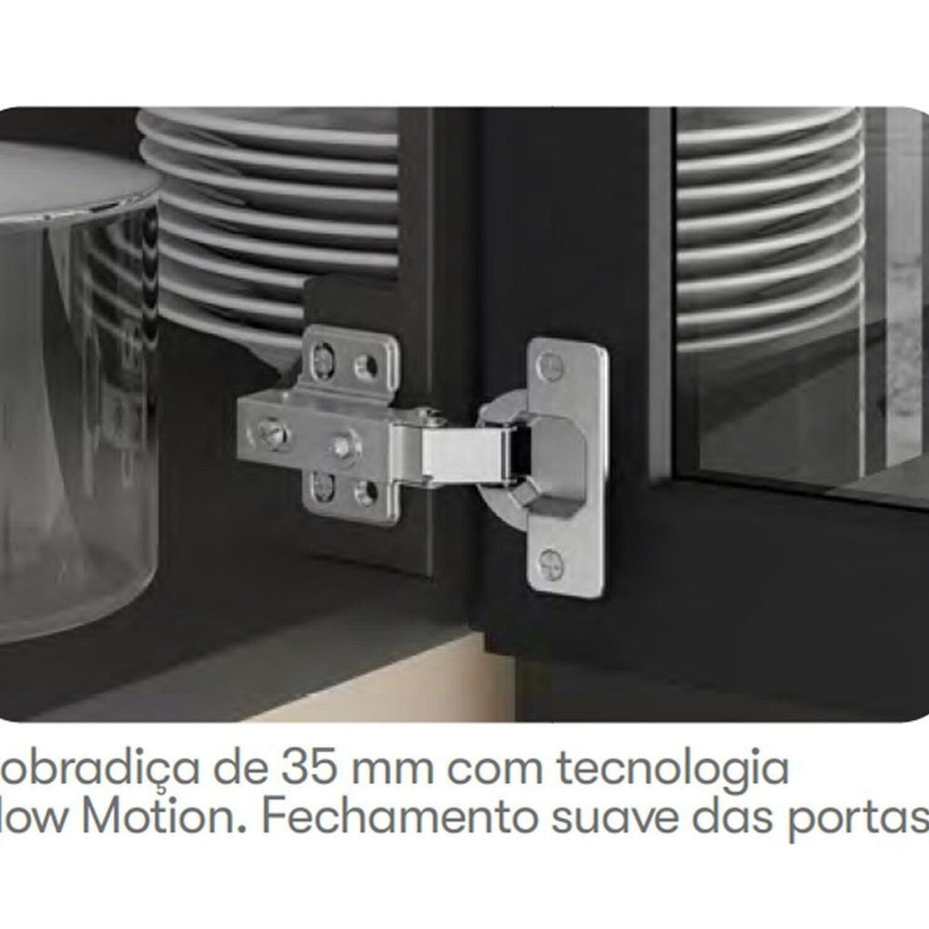 Cozinha Modulada em Aço Exclusive Itatiaia 7 Peças 12 Portas 7 Gavetas Cristaleira Preto/Grafite/Matt