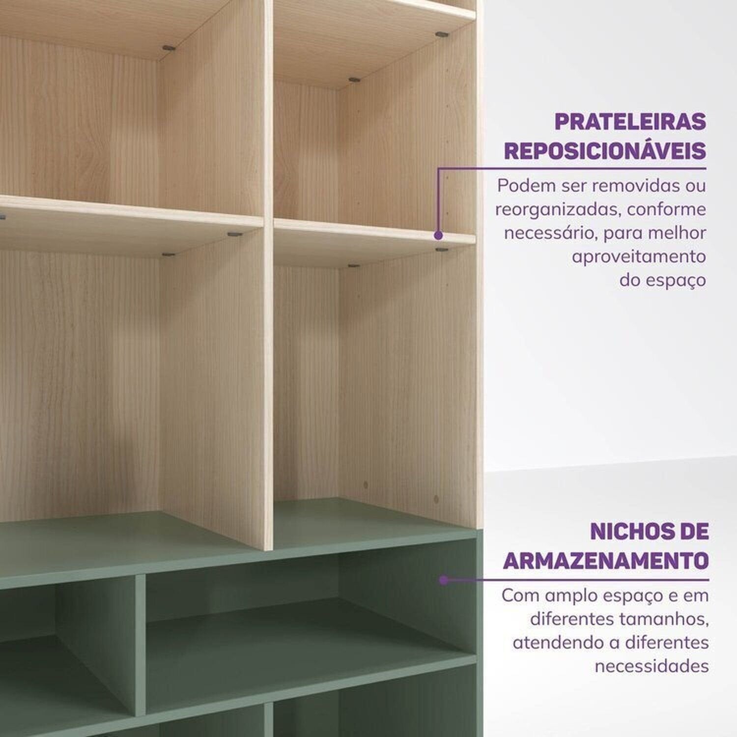 Quarto Infantil Completo Guarda-Roupa Curió e Bicama Petit Casatema Verde/Mel