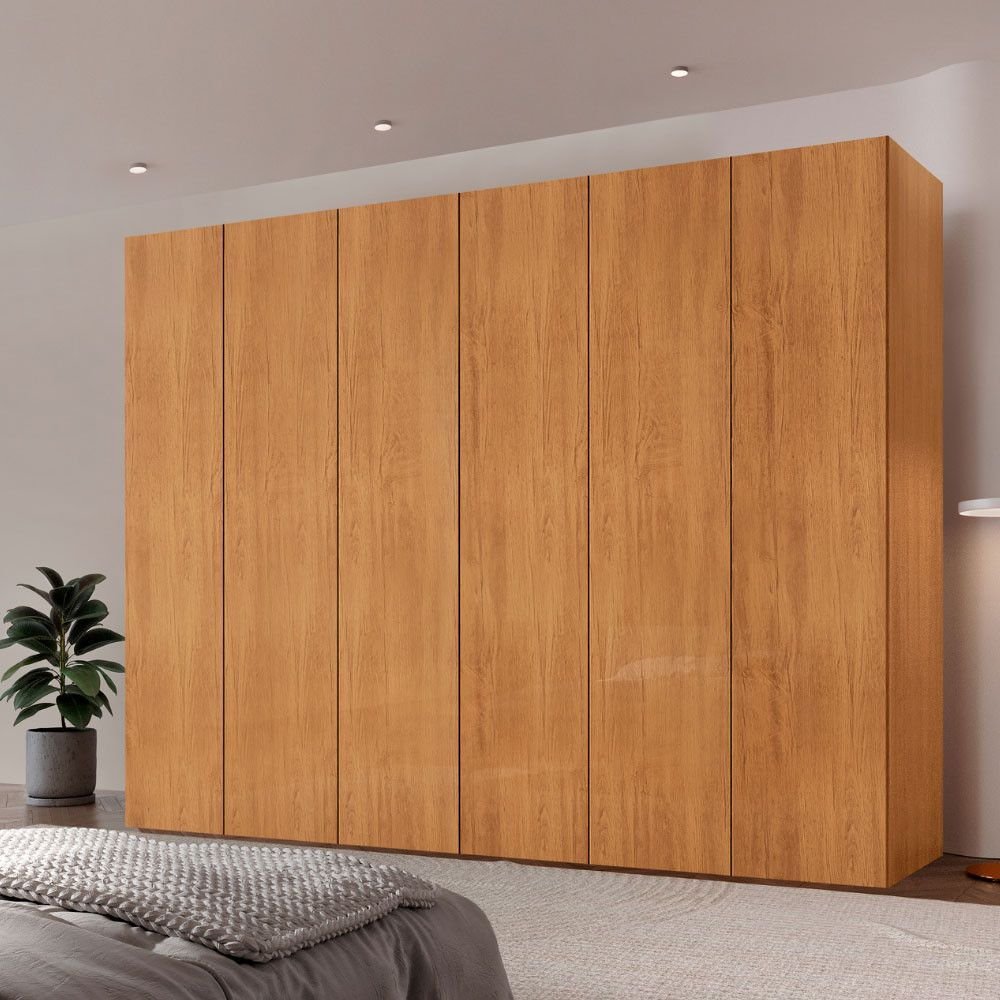 Guarda-Roupa Casal Coliseu 100% MDF Moderna Mobilia 6 Portas e 6 Gavetas Off White/Naturalle
