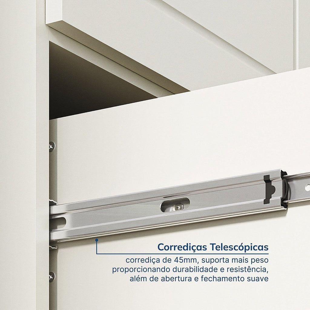 Guarda-Roupa Casal 4 Portas 2 Gavetas Ananda CabeCasa 100% MDF Bege/Offwhite