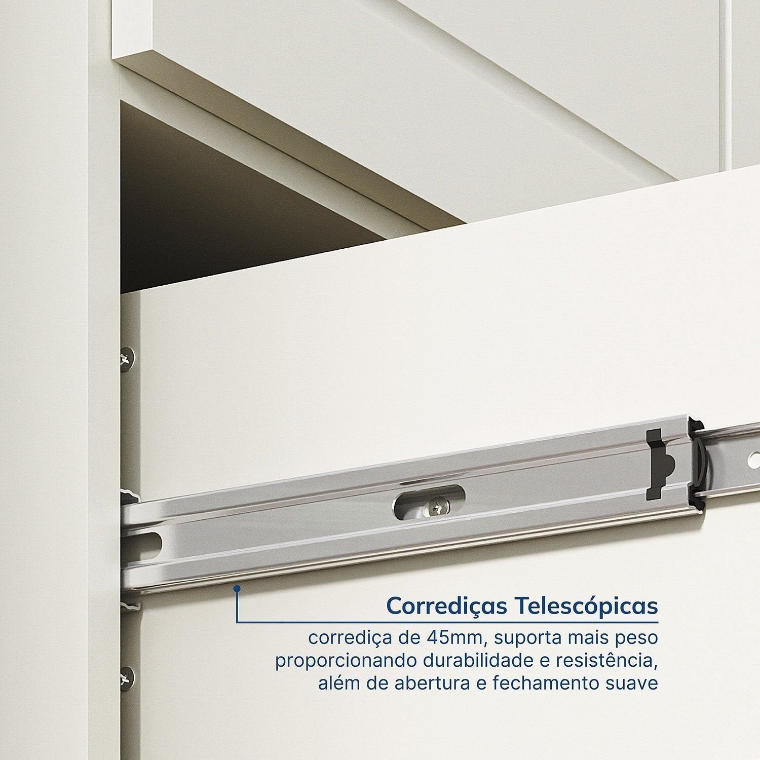 Guarda-Roupa Casal 4 Portas 2 Gavetas Ananda CabeCasa 100% MDF Bege/Offwhite