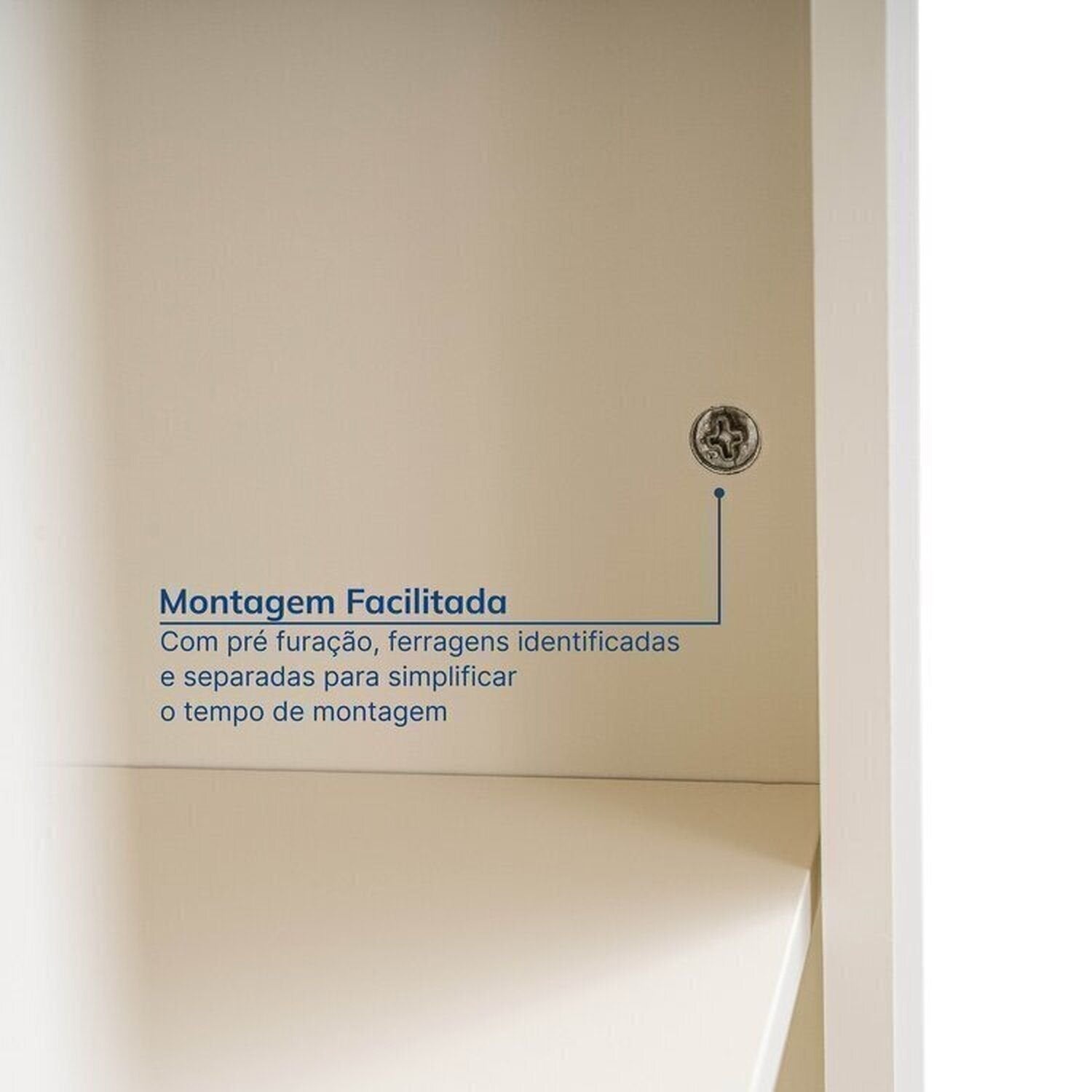 Conjunto Sala de Estar 3 Peças Rack, Cristaleira e Armário Madeira Maciça Ananda CabeCasa Off White/Mel