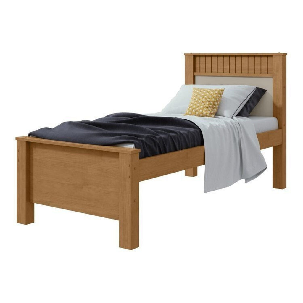 Kit Quarto Infantil com Guarda-Roupa 4 Portas e Cama de Solteiro Marrom Amêndoa Clean Móveis Lopas