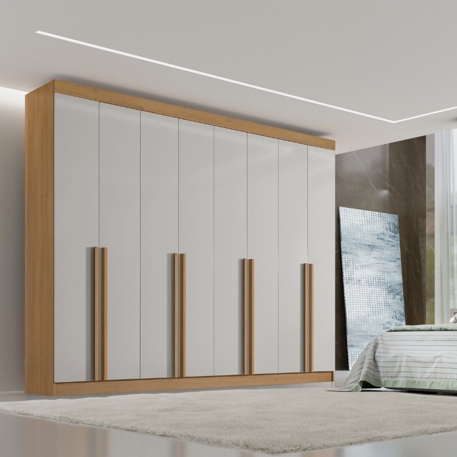 Guarda-Roupa Casal 8 Portas 8 Gavetas Império D Doro 100% MDF Cinamomo/Off White