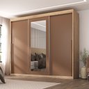 Guarda-Roupa Casal 3 Portas de Correr 6 Gavetas Spazio Yescasa 100% MDF Off White/Cinamomo