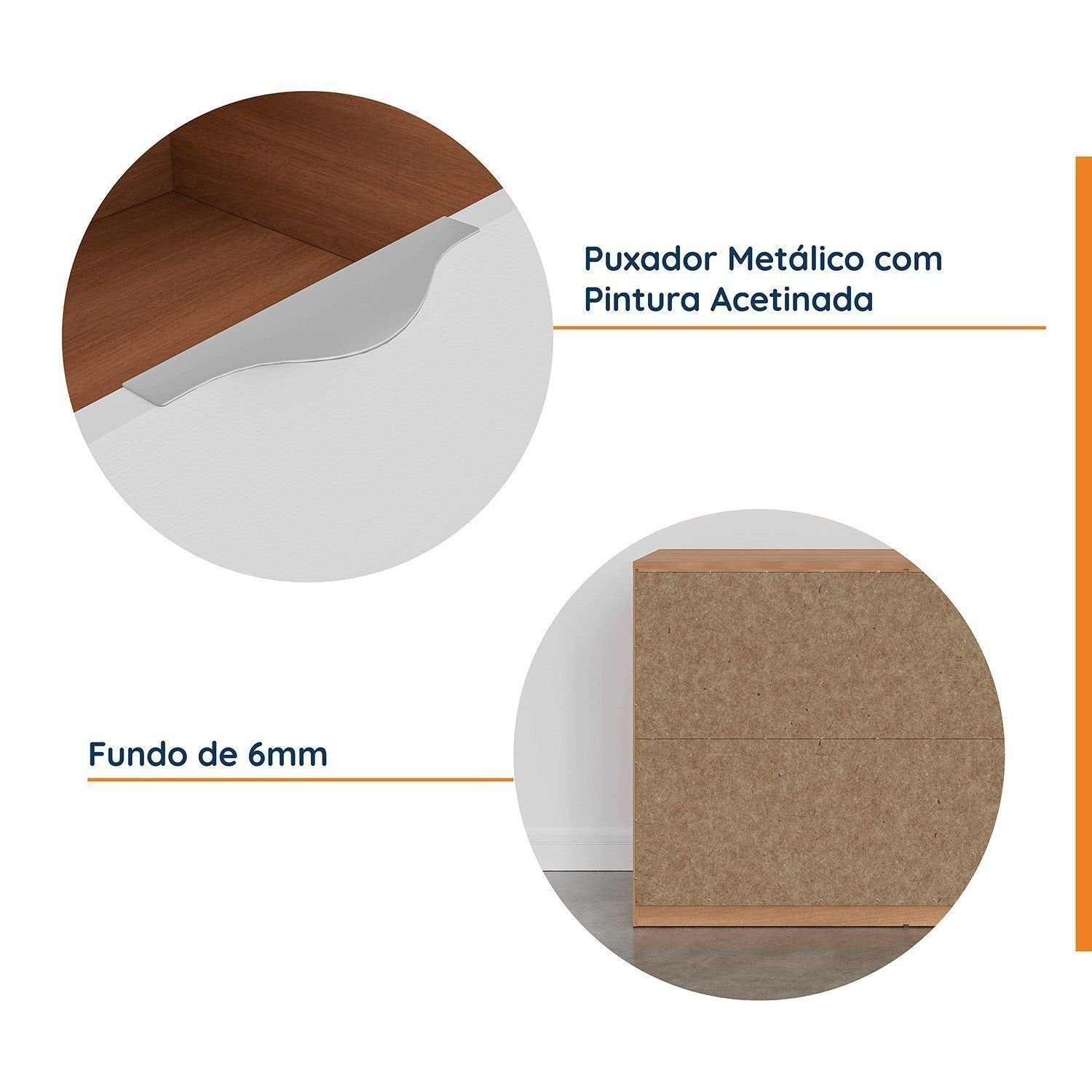 Cômoda 6 Gavetas Hera CabeCasa MadeiraOriginals Marrom/Louro/Algodão