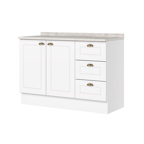 Balcão para Cozinha 3 Gavetas 2 Portas com Tampo Emily Espresso Móveis Branco/HP/Calcare