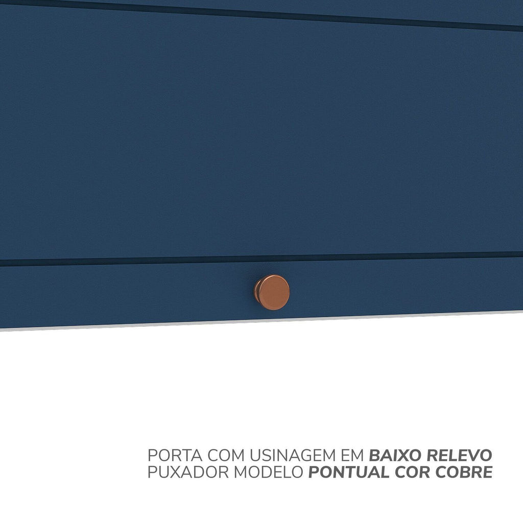Cozinha Pérola Completa Torre Quente Aéreo 3 Portas Basculante Balcão 120 e 80 Yescasa Azul/Branco 270,2x219,4x52cm