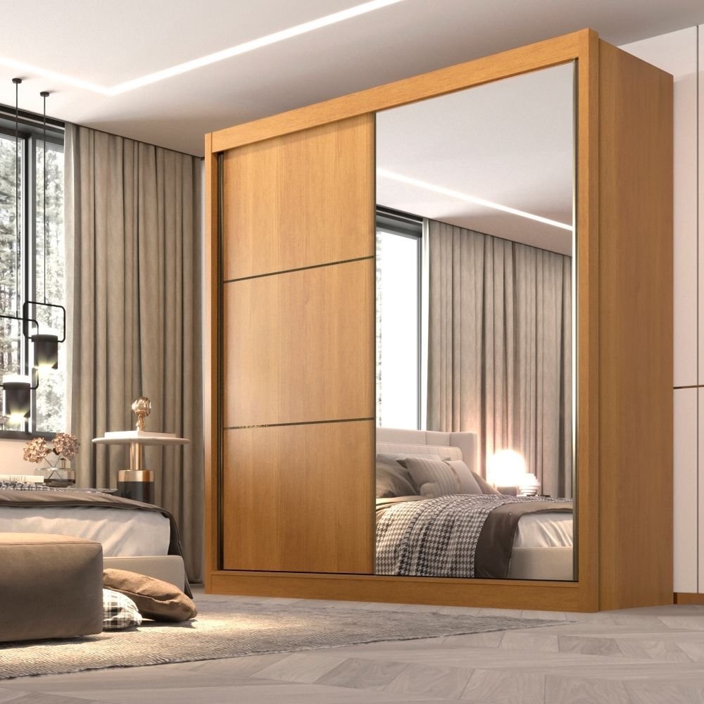Guarda-Roupa Casal 2 Portas 6 Gavetas Coliseu D Doro 100% MDF Cinamomo/Off White