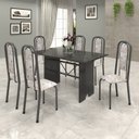 Conjunto Sala de Jantar Mesa Tampo Ardósia com 6 Cadeiras Lavínea Soma Móveis