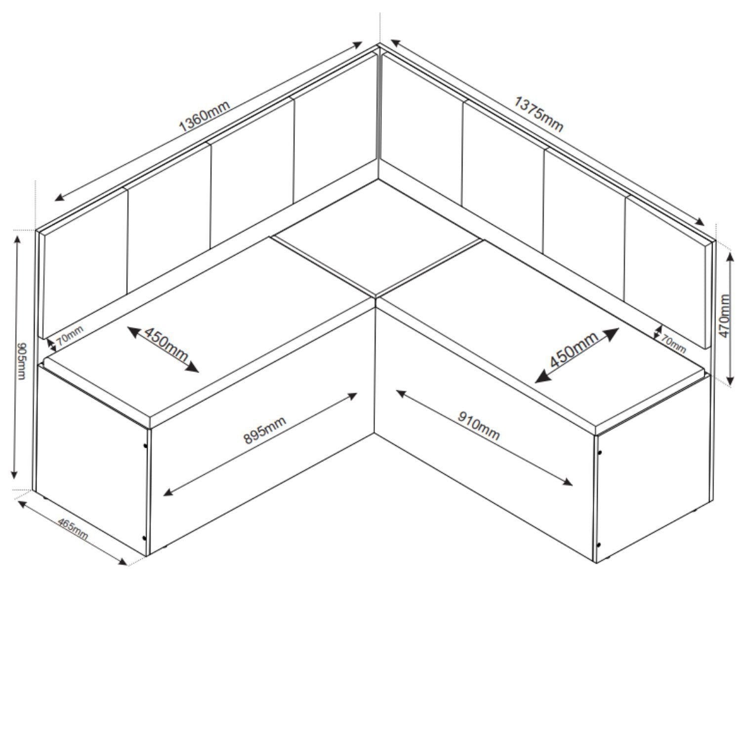 Conjunto Canto Alemão Baú Bariloche Mesa Quadrada 90x90 com 2 Cadeiras Venus MDP Viero 958028