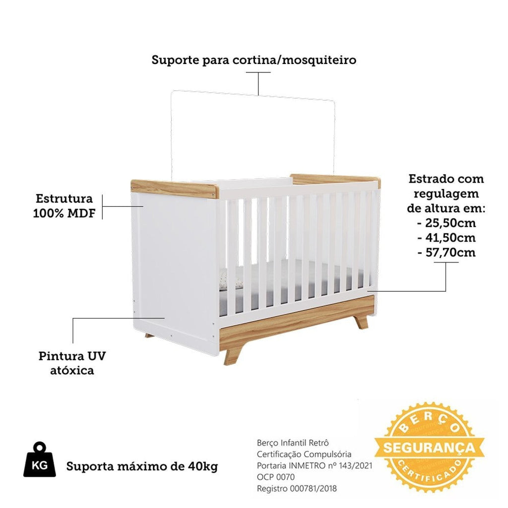 Quarto de Bebê Completo Jolie Retrô 100% MDF Yescasa