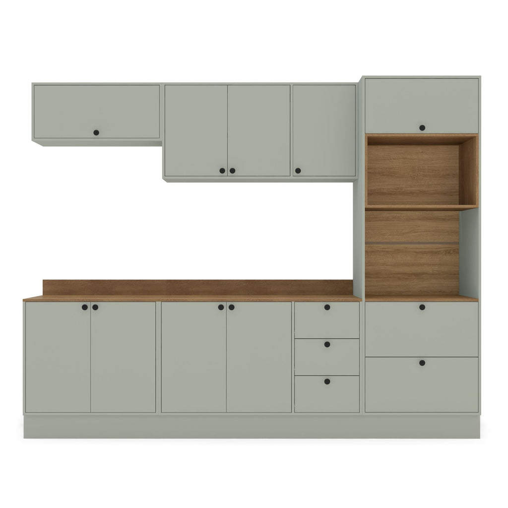 Cozinha Completa Modulada Rubi Yescasa Verde Oliva 270x214x49cm