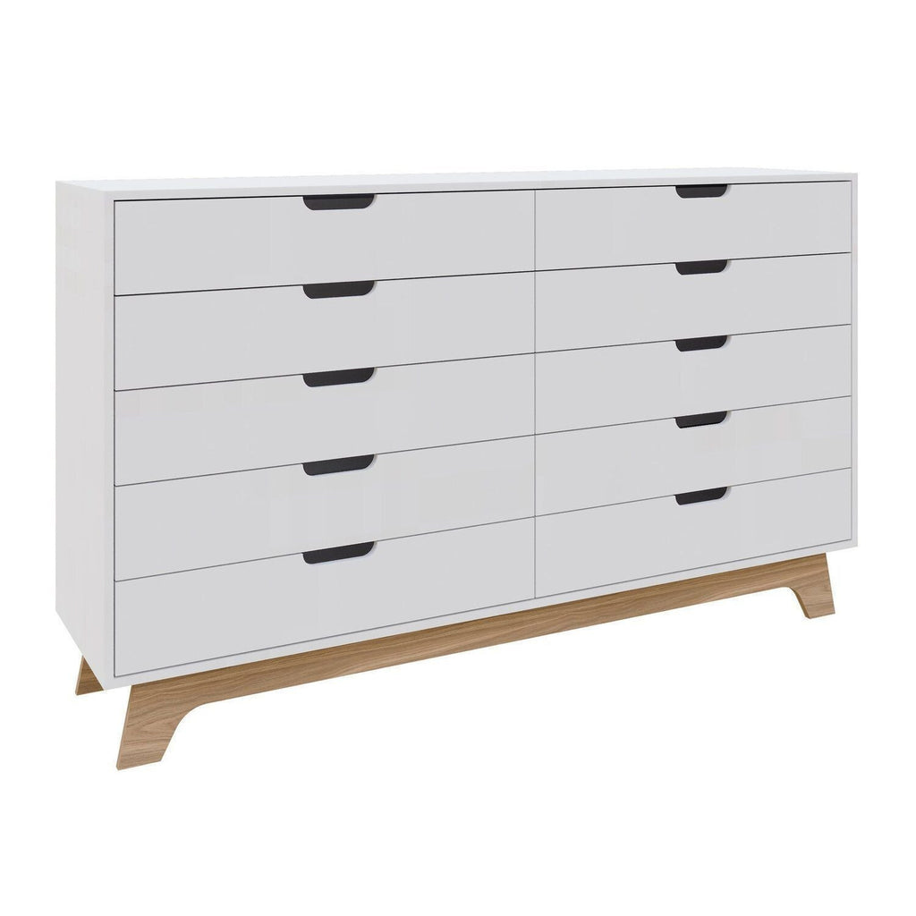 Cômoda Alice 10 Gavetas 160cm Yescasa Branco/Louro Freijó