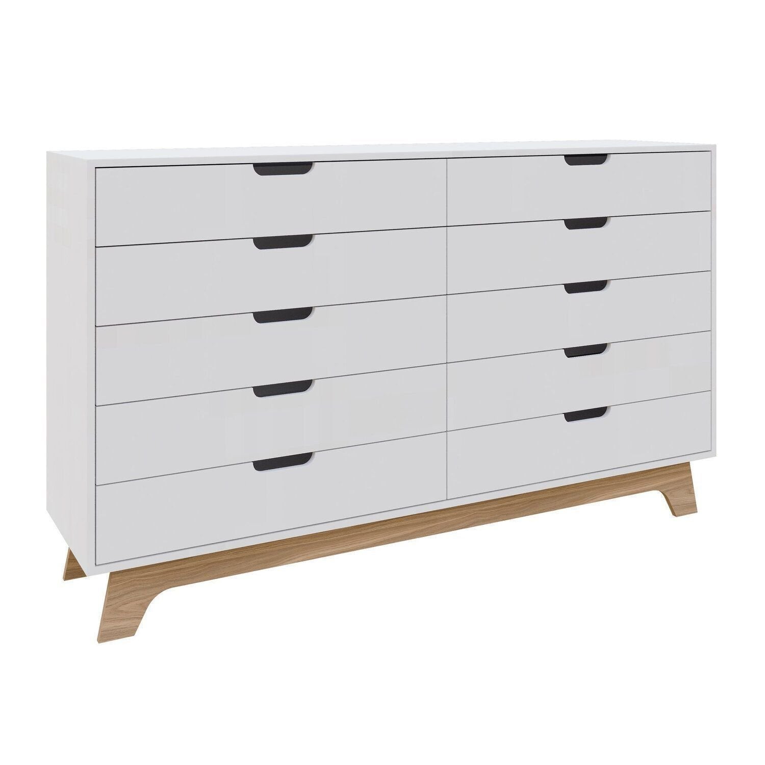 Cômoda Alice 10 Gavetas 160cm Yescasa Branco/Louro Freijó