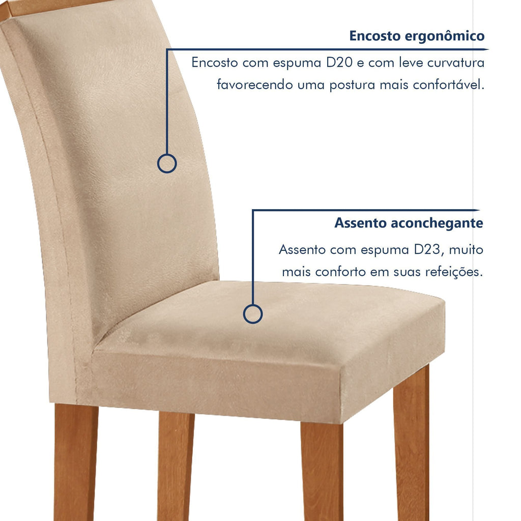 Conjunto Sala de Jantar Mesa Tampo Dakota Plus 160x80cm com 6 Cadeiras Luisa Yescasa