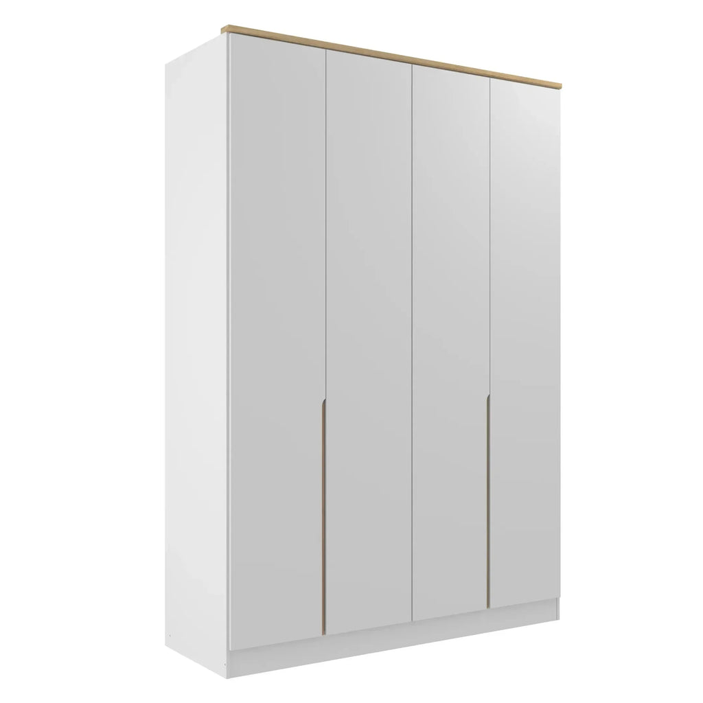 Guarda-Roupa Casal 4 Portas 2 Gavetas Logan Yescasa 100% MDF Branco/Olmo Italiano