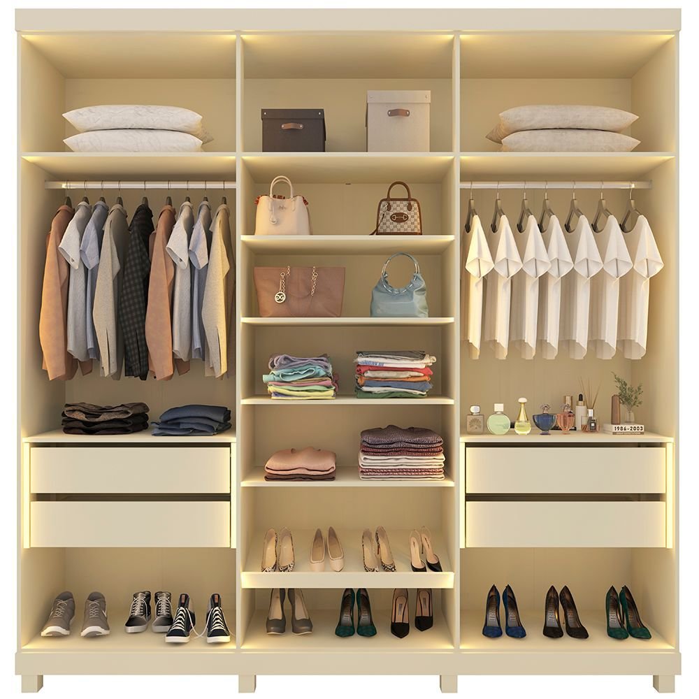 Guarda-Roupa Casal 6 Portas 4 Gavetas Imperatriz Yescasa 100% MDF Off White