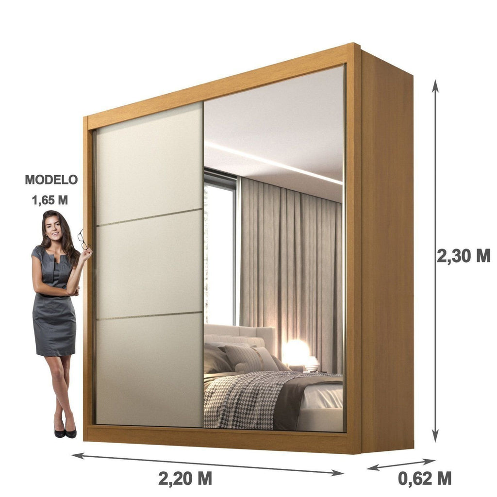 Guarda-Roupa Casal 2 Portas 6 Gavetas Coliseu D Doro 100% MDF Cinamomo/Off White