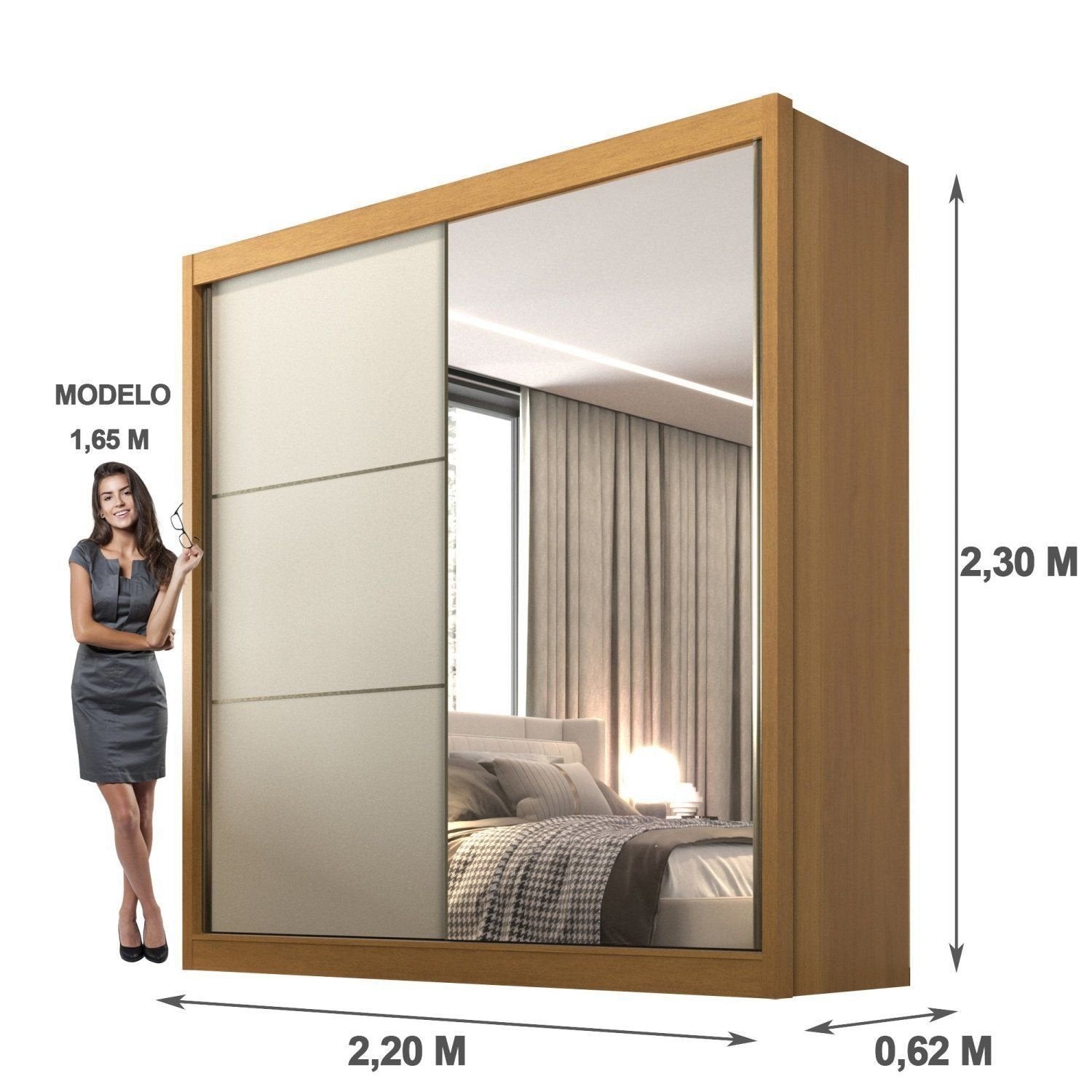 Guarda-Roupa Casal 2 Portas 6 Gavetas Coliseu D Doro 100% MDF Cinamomo/Off White