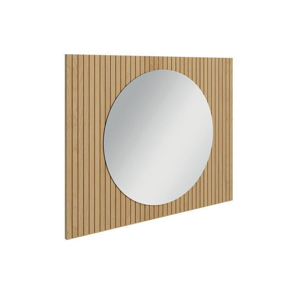 Conjunto para Banheiro Bumi Ripy 100cm Cuba Esculpida Armário e Espelho Amarelo/Wood