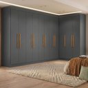Guarda-Roupa Modulado de Canto 11 Portas 4 Gavetas Paris Maxel 100% MDF Off White/Cinamomo